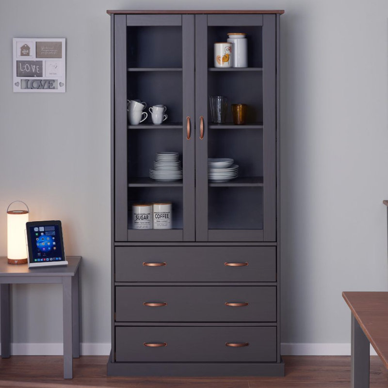 Westerland China Cabinet, Grey/Sepia