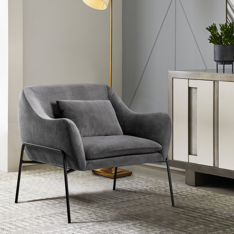 Fauteuil large en velours 32,9 po Bloch, Gris