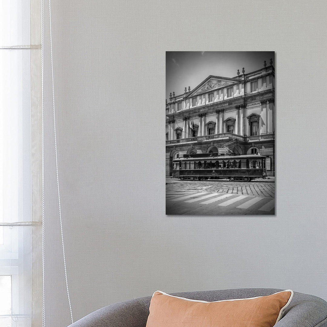 Milan Teatro Alla Scala And Tram by Melanie Viola - Wrapped Canvas Print
