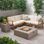 Ensemble de canapé d'extérieur en bois d'acacia Ivka-511724876