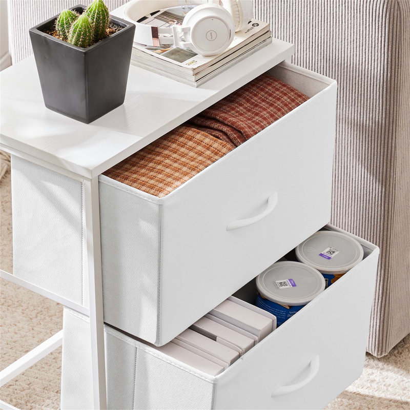 Commode à tiroirs pratique avec structure en métal et plateau en bois, idéale pour de multiples besoins de rangement et un emplacement polyvalent