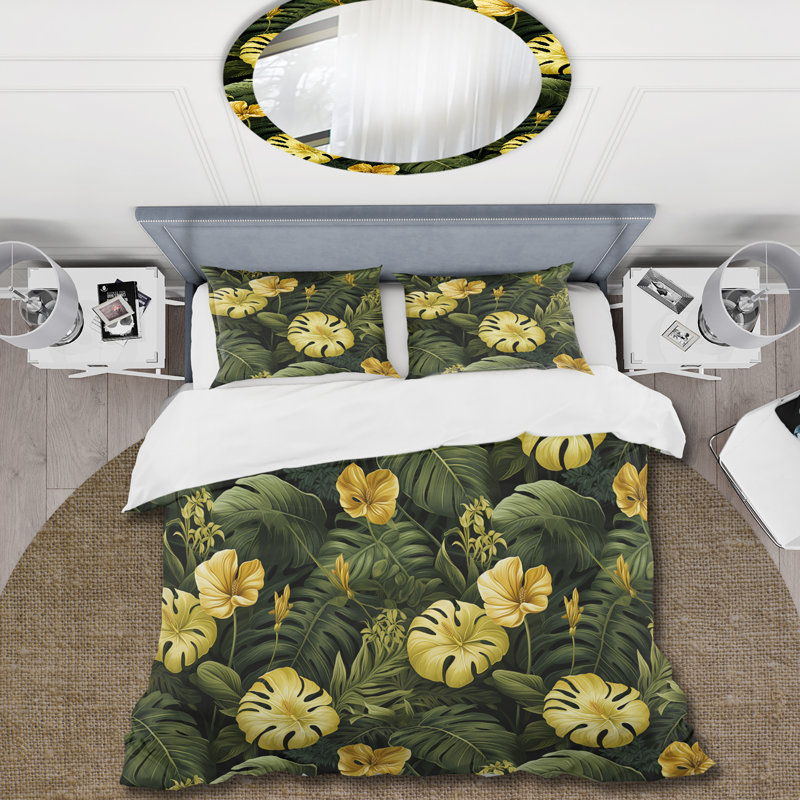 Ensemble de housse de couette Monstera, Housse de couette pour très grand lit et 2 très