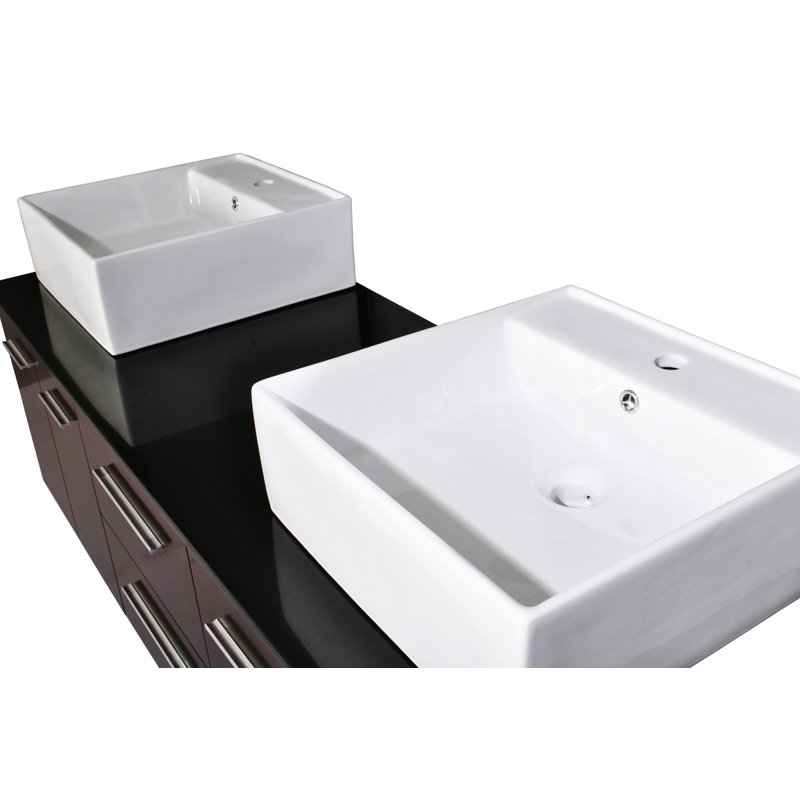 Hamil 61 " W Free Standing Wall Mounted 2 Double With Granite Top with Mirror