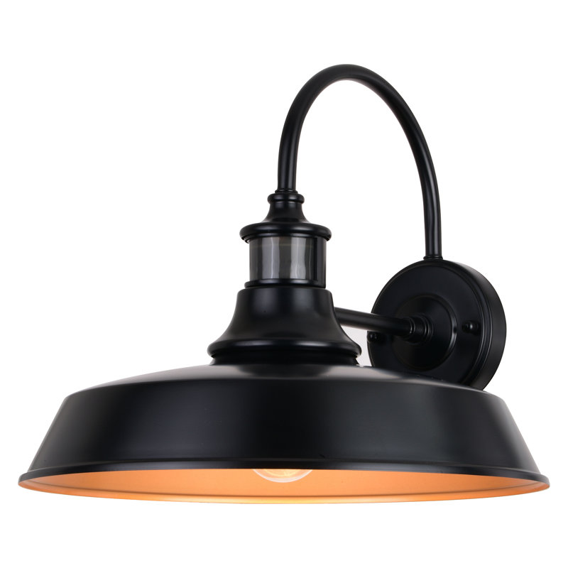 Gunnora Steel Wall Light, 13.25" H x 15" W x 16" D, Dark Bronze/Light Gold