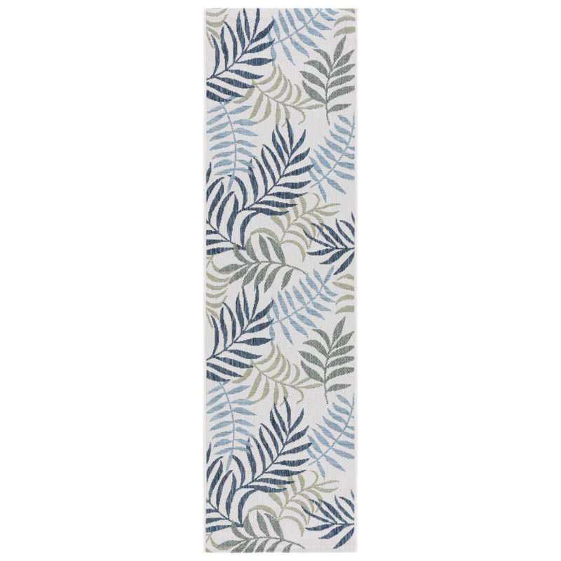 Aramantha Floral Power Loomed Indoor/Outdoor Area Rug in Beige/Green/Blue, Runner 2'3" x 8'