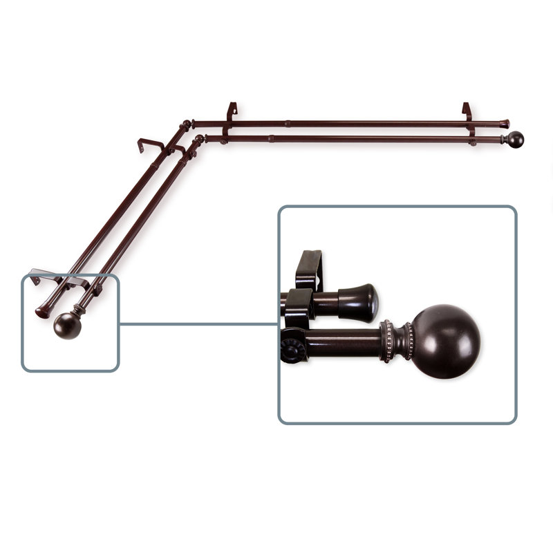 Hatfield Adjustable Double Curtain Rod, 48" - 84", Cocoa
