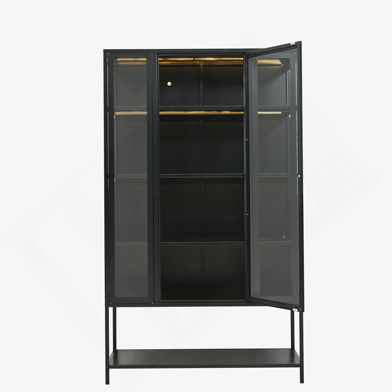 Grande vitrine en fer 67,25 po avec porte en verre et lumières DEL Armoire vitrée en acier pour collectionner des figurines