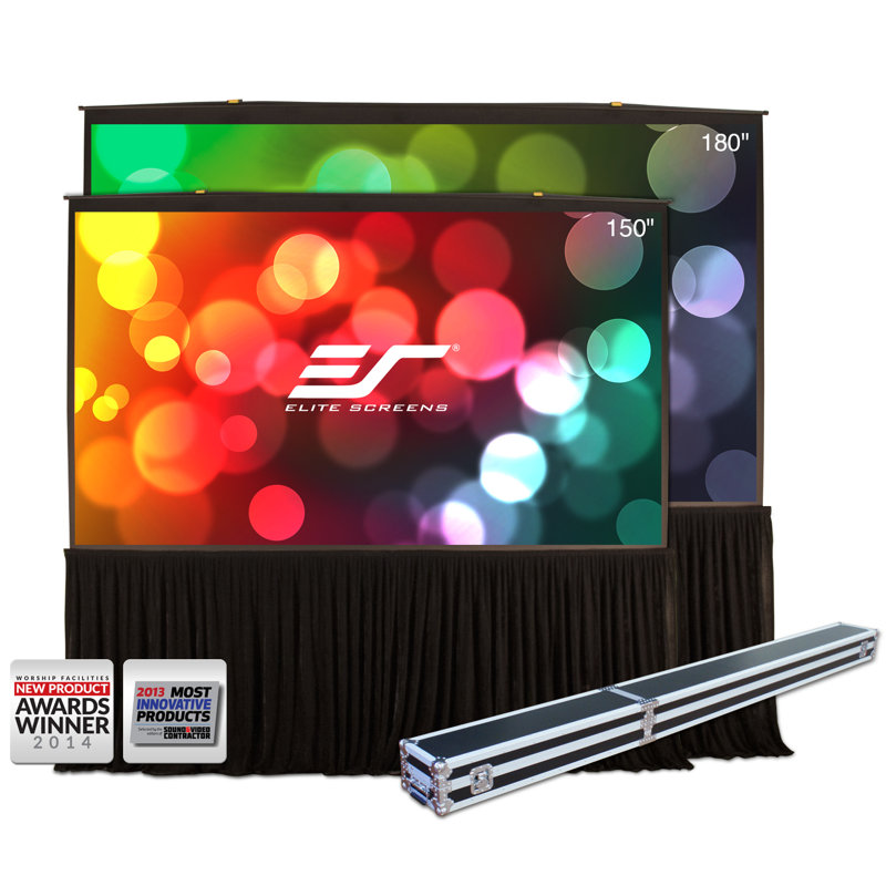 QuickStand White Portable Quick Pull-up Floor Recessed Projector Screen, 150" Diagonal