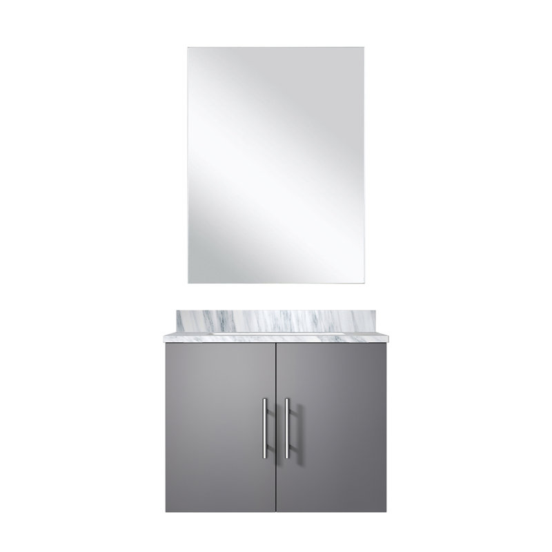 Meuble-lavabo gris foncé l 24 po x P 22 po avec comptoir en marbre et miroir 22 surfaces, 18 miroirs, bureau fermé, Dark Grey