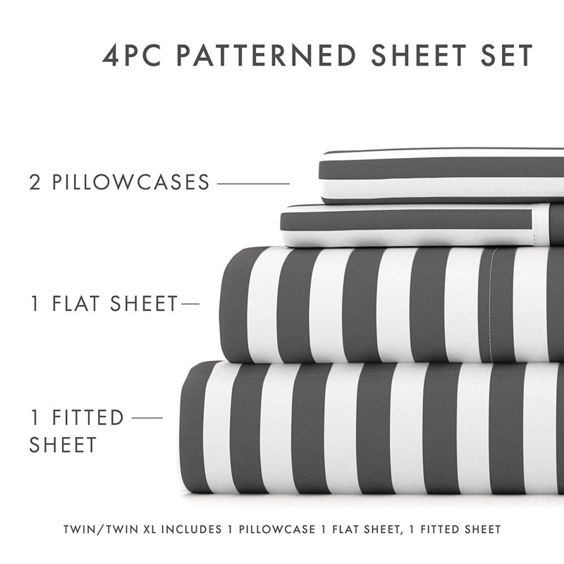 King Size Gray Chevron Microfiber Pillow Cover Set