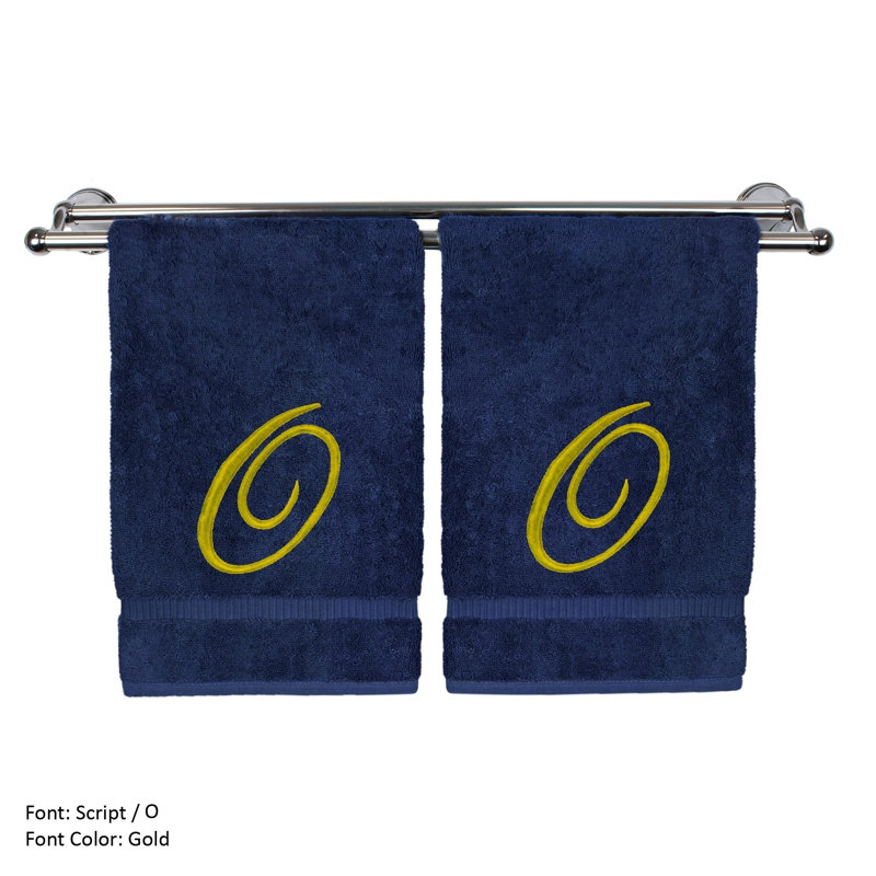 Super Plush Hand Towel, Navy/Gold, O