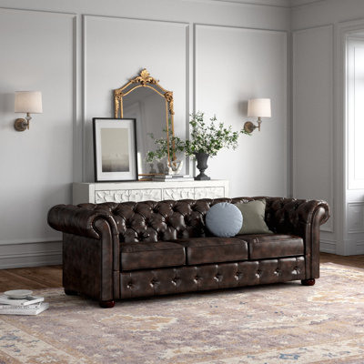 Dunn 91.34'' Faux Leather Sofa