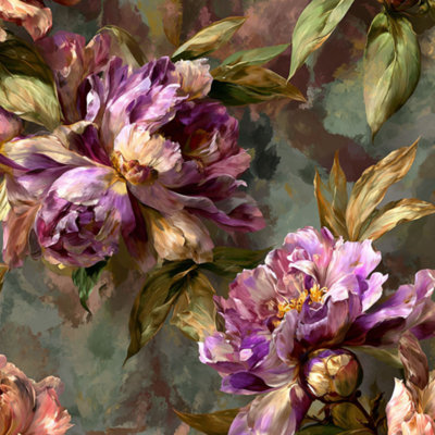 Papier peint adhésif floral avec motif de pétales de fleurs de lavande et de rosé l 23,6 po x H 118 po auto-adhésif amovible