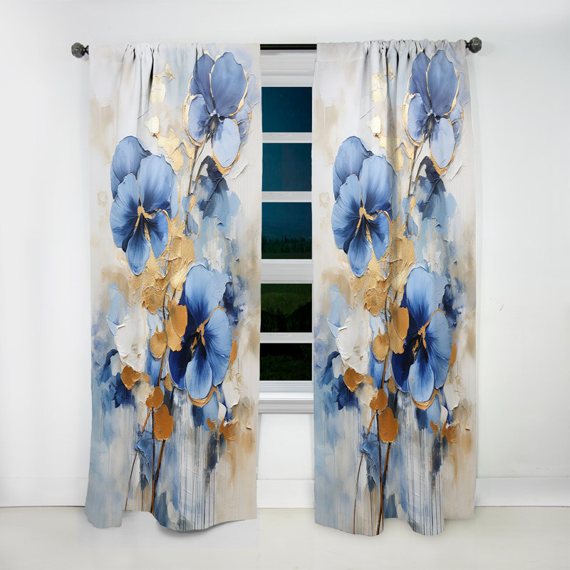 Bouquet I Amaker Minimalisme Pansy Radiance I - rideau en velours traditionnel - 1 panneau, L 52 po x L 95 po