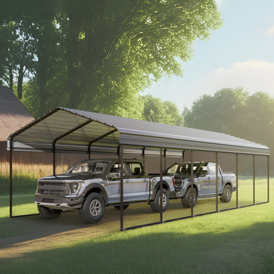 12 X 30 Ft Heavy Duty Carport With Galvanized Steel Roof
