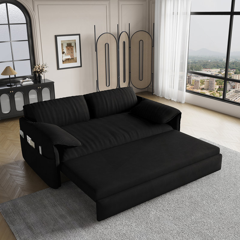 Pull Out Sofa Bed Sleeper Sofa for Living Room, Black
