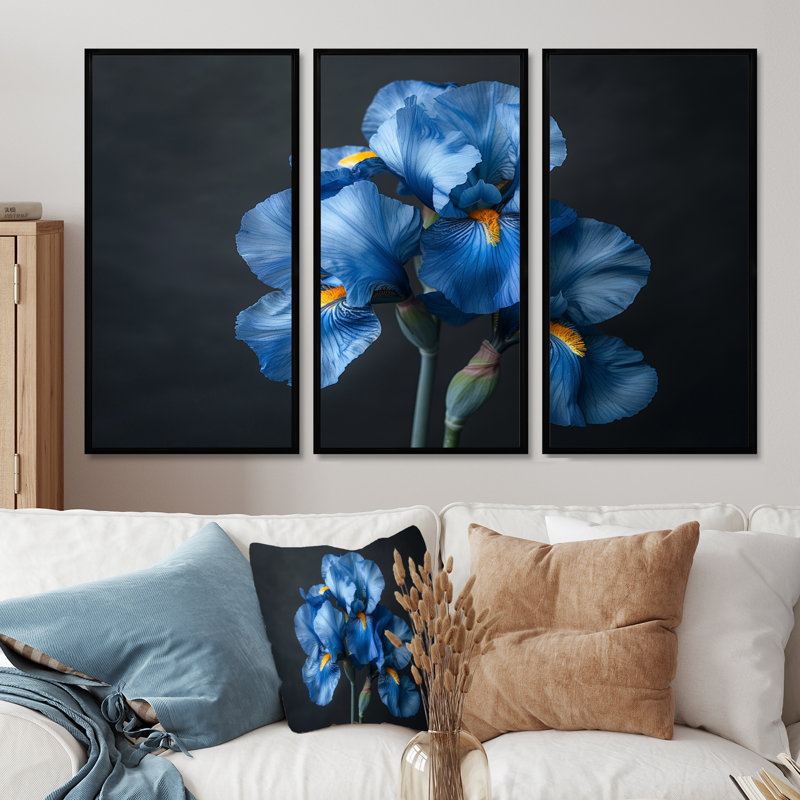 Ensemble de salon bleu et noir Iris Ethereal Elegance II - Iris, H 28 po x l 36 po, Cadre noir