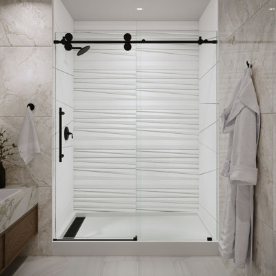  Cosmo 68 - Porte de douche coulissante sans cadre 72 x 77 po en verre trempé transparent 3/8 po