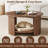 31.5" Handcrafted Round Drum Coffee Table with Storage – Solid Wood Fluted Design -304536492