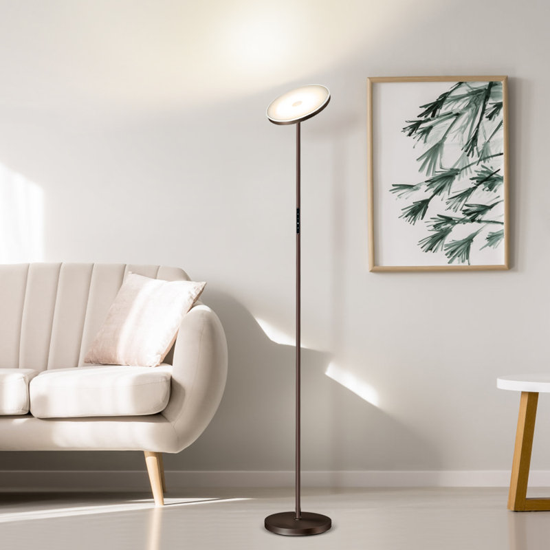 Jernell  LED Dimmable Torchiere Floor Lamp with Remote Control, Bronze
