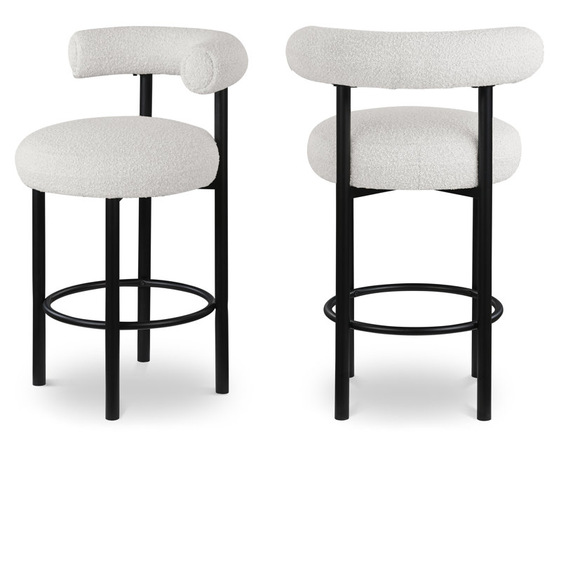 Bordeaux 26.5" Counter Stool, Cream Boucle Fabric