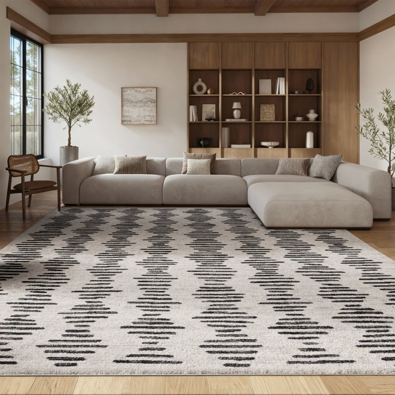 Tapis ivoire / noir Castonguay, Rectangle 8 pi x 10 pi