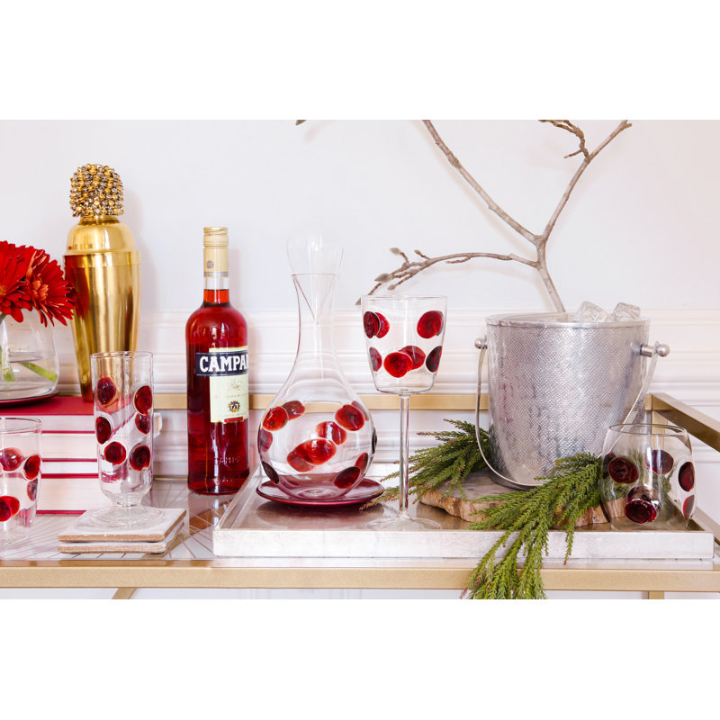 Drop Handmade Stemless Wine Glass, Red