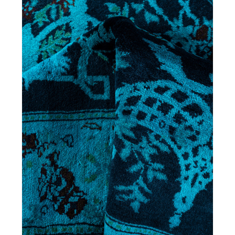 Overdyed Hand-Knotted Wool Modern-Contemporary Blue Area Rug 2' 7" x 5' 2"