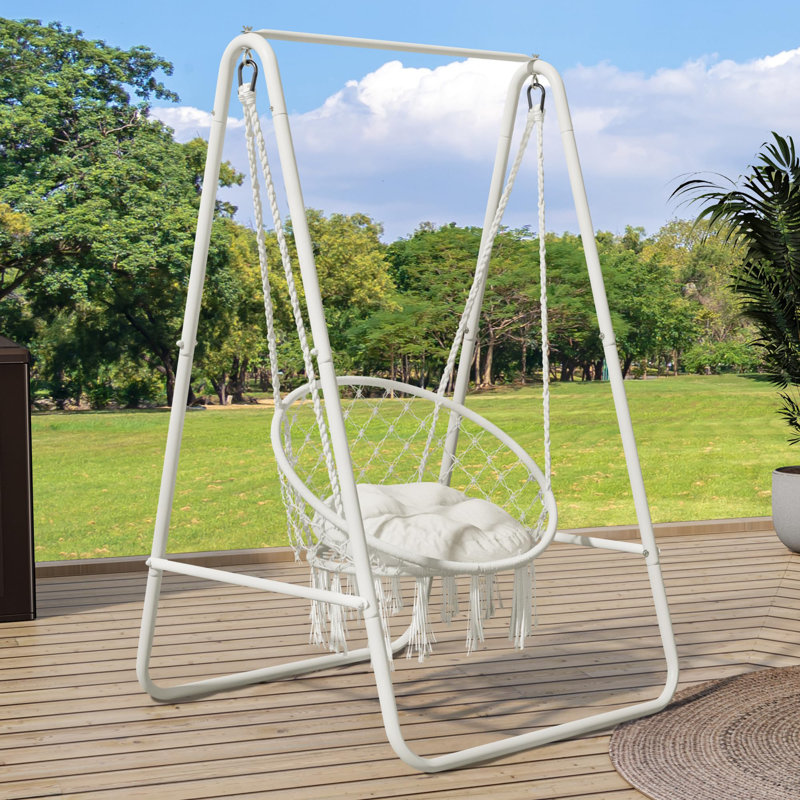 Hanging Chair with Stand, White