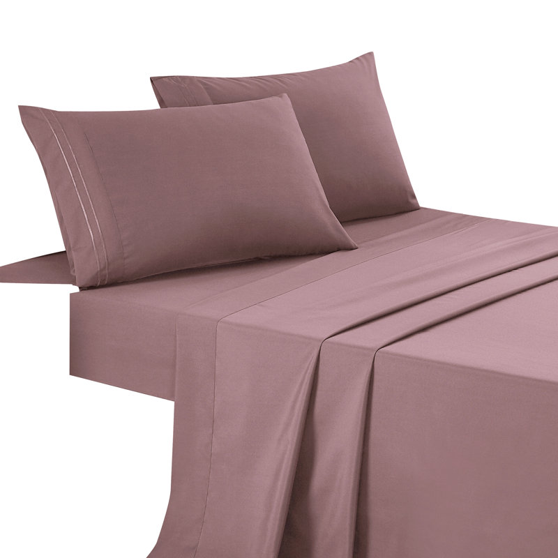 Jcrown Microfiber Sheet Set, Full Sheet Set with 2 Pillowcases, Rose