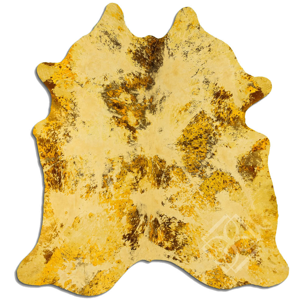 17 Stories Athul Acid Washed Hair Handmade Cowhide Yellow Area Rug ...