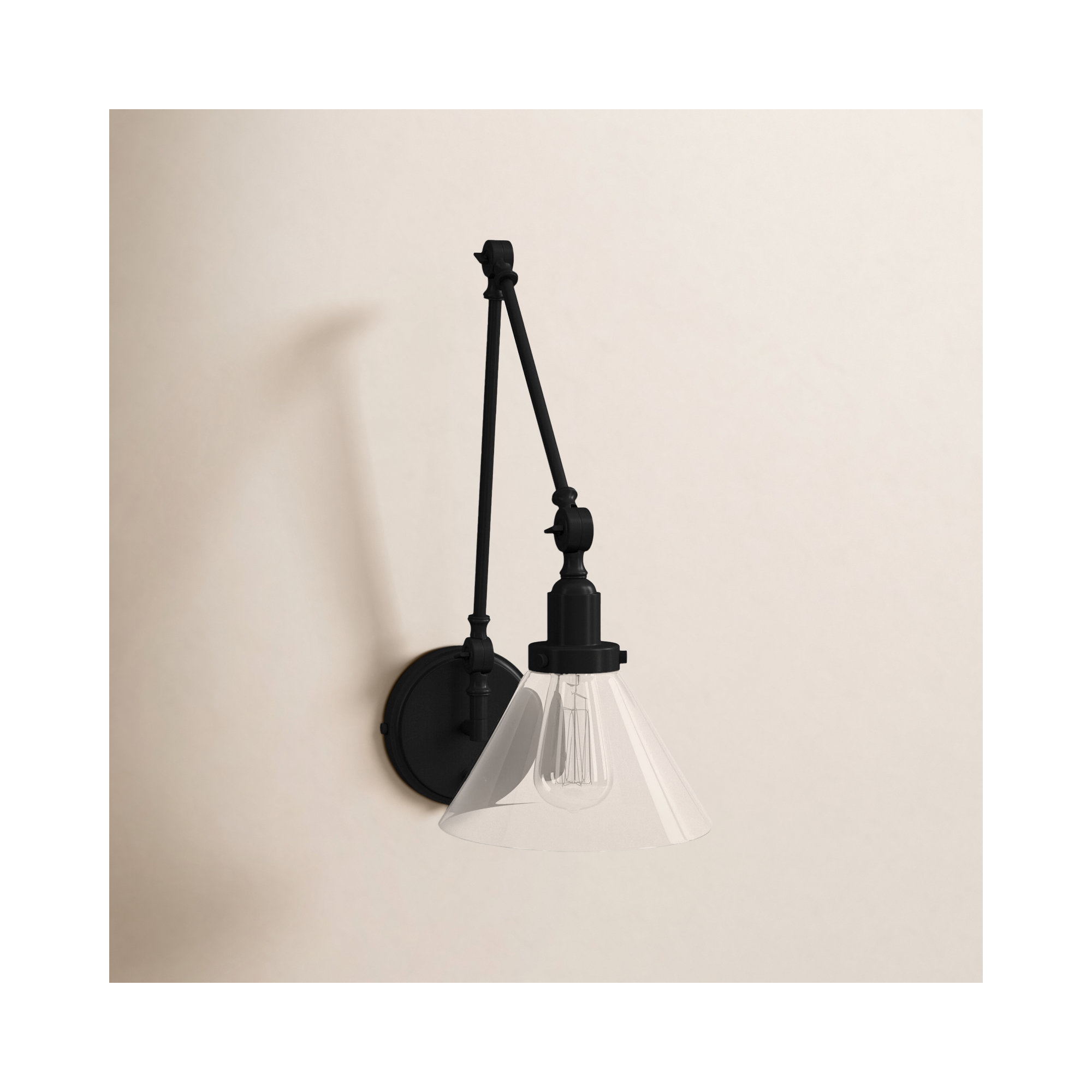 Catalina 1-Light Plug-in Swing Arm Wall Sconce, Matte Black