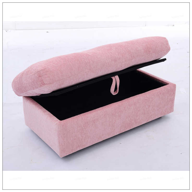 Leisure Double Sofa Recliner with Adjustable Backrest, Soft Padded Armrests, USB Charging, and Storage Ottoman, Chenille-Pink