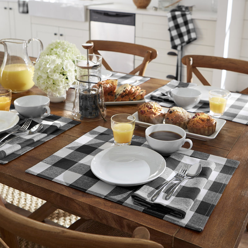 Napperon en coton Skookum Farmhouse Living, Noir / blanc