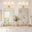Éclairage pour meuble-lavabo traditionnel 3 lumières avec abat-jour empire en tissu-444923233