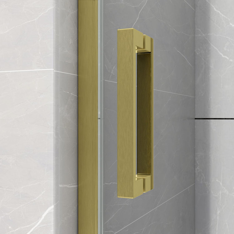 Ivory 48" W X 76" H Single Sliding Frameless Shower Door, Gold