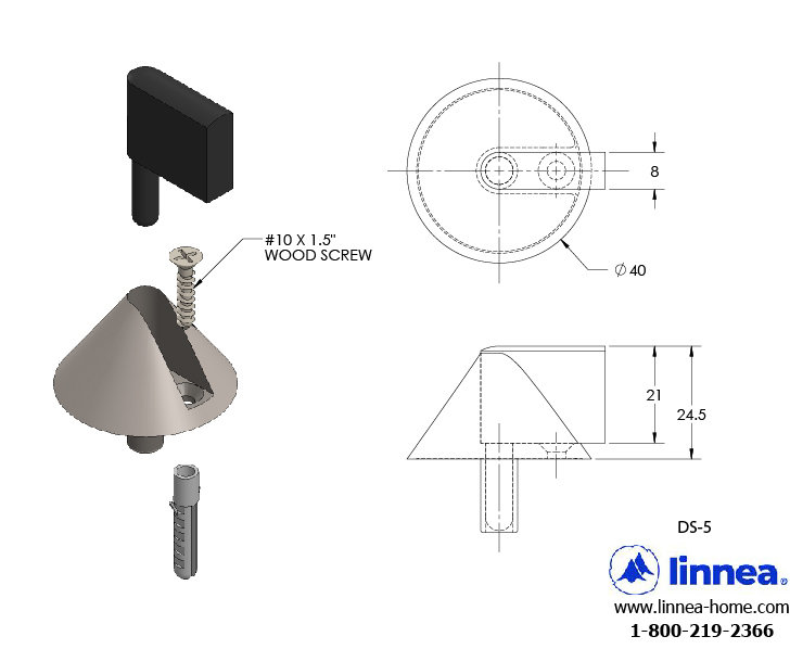 Stainless Steel Floor Mount Stop, Polish