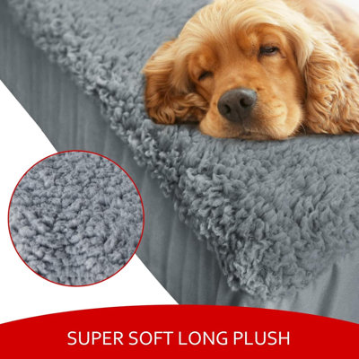 Couvre-lit pour chien, ensemble de 2 coussins de remplacement moelleux, lavables et imperméables pour lit de chien gris