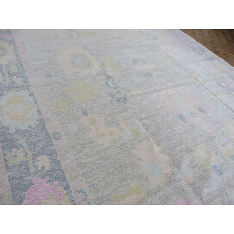 Tapis oriental moderne noué à la main 12 x 15 pi 3 po Oushak 18D4A14CEB0949B98F3B6C483836E107