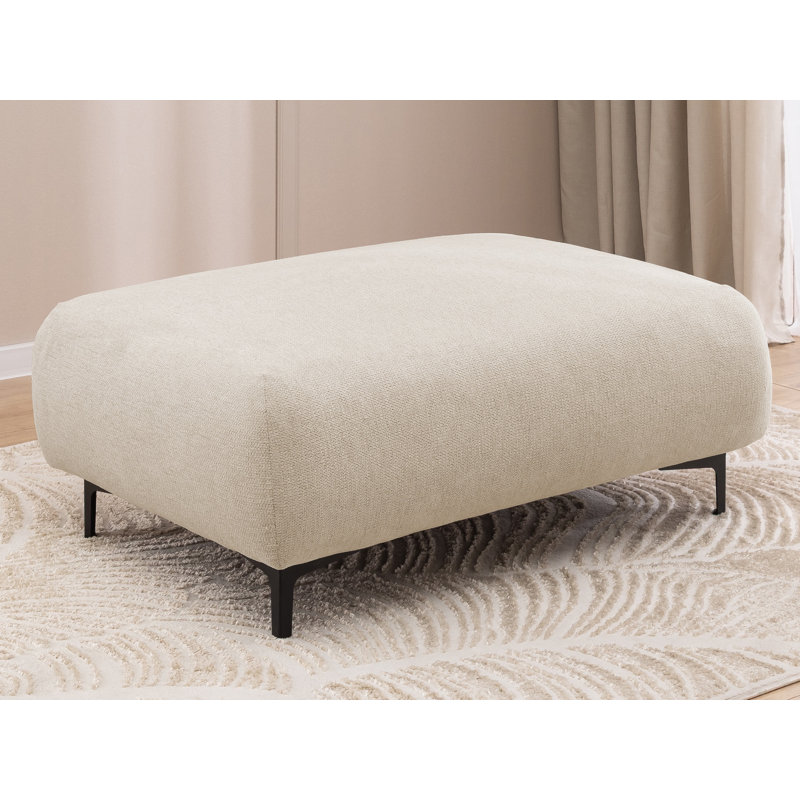 Footstool Cardea In A Design, Made Of Soft Textured Fabric With High Seating Comfort, Beige