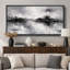Abstrait noir gris Misty Reflection, œuvre d'art de chambre contemporaine, impression sur toile encadrée-126096881-126096878