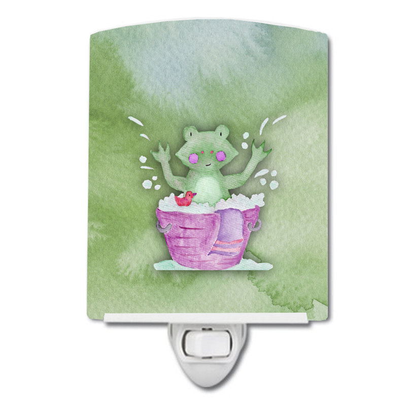 Frog Bathing Ceramic Night Light
