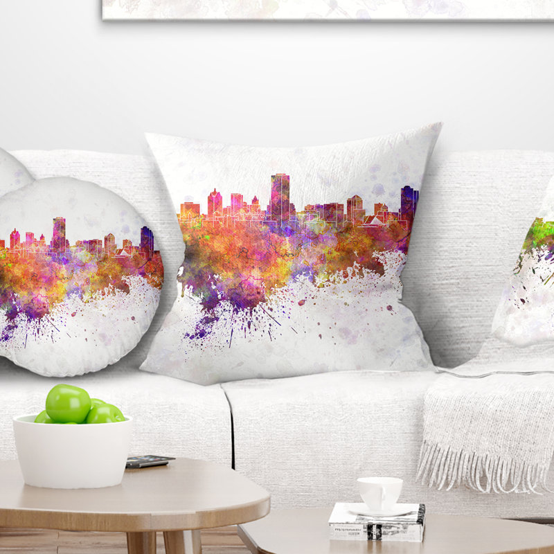 Coussin Milwaukee Skyline - Cityscape, Coussin décoratif, 16 po x 1 po