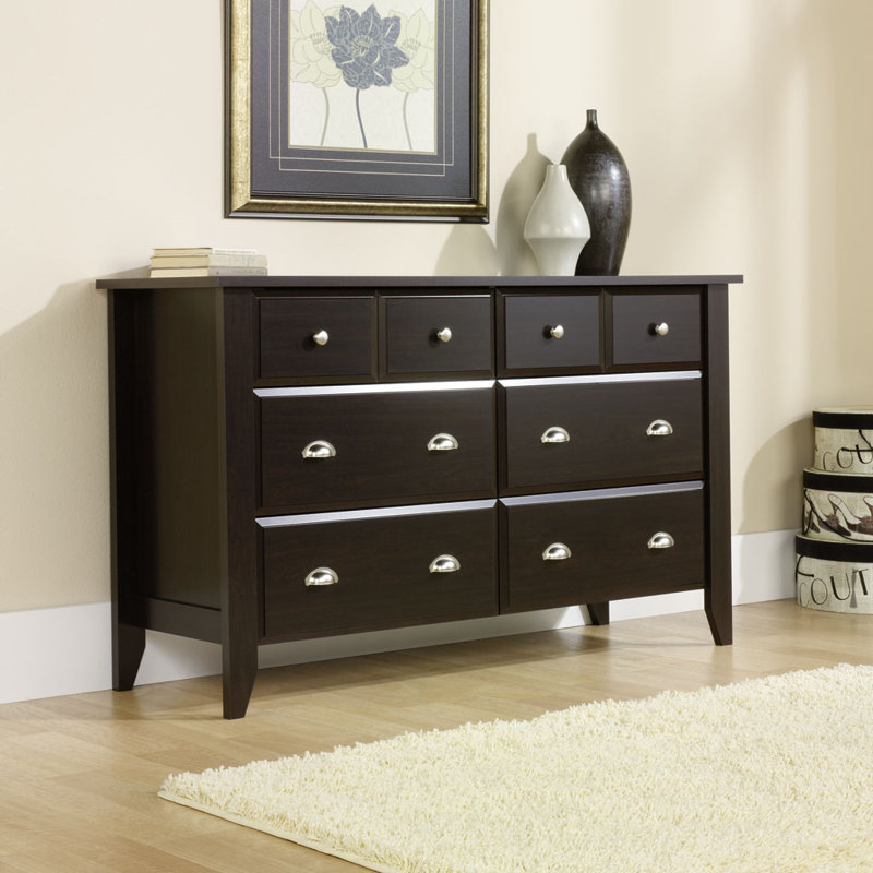 Commode à 6 tiroirs Georgete, Bois jamocha