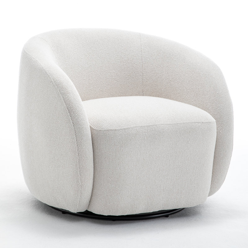 Fauteuil demi-tonneau pivotant rembourré Aunna, Beige