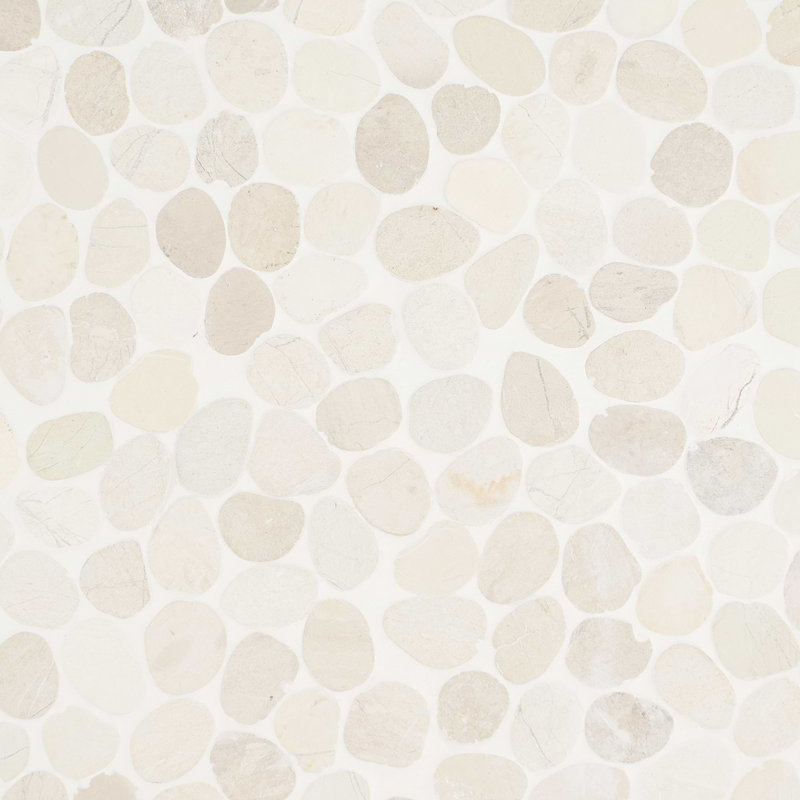 Nature Round Lovina Pebble Mosaic Tile, Lovina White
