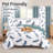 9-Piece White & Teal Feather California King Quilted Bedspread Set with Matching Light-Filtering Curtains-136866073