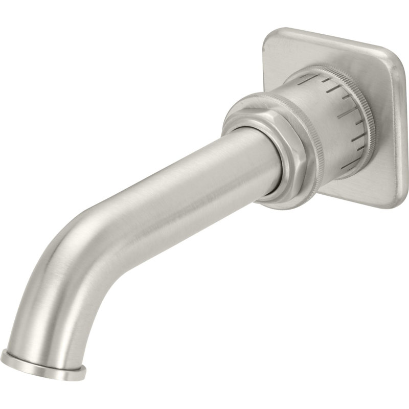 Steampunk Bay Wall Tub Spout, Satin Nickel