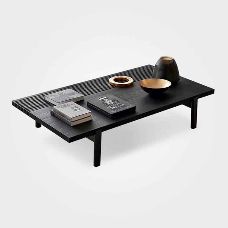 Modern Black Solid Manufactured Wood Rectangular Coffee Table
