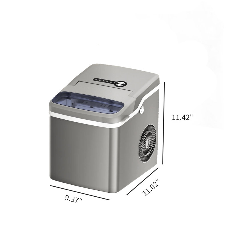 Cowsar 26 Lb. Daily Production Clear Ice Countertop Ice Maker, 2 Ice Cube Sizes Available, Automatic Cleaning, Gray